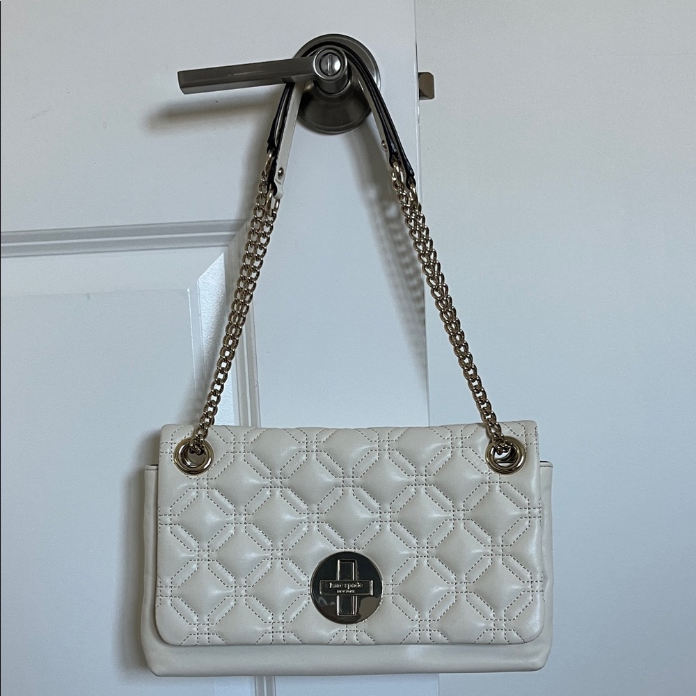 Kate Spade Quilted Leather Handbag  Light Gold Hardware Off White - Picture 2 of 12